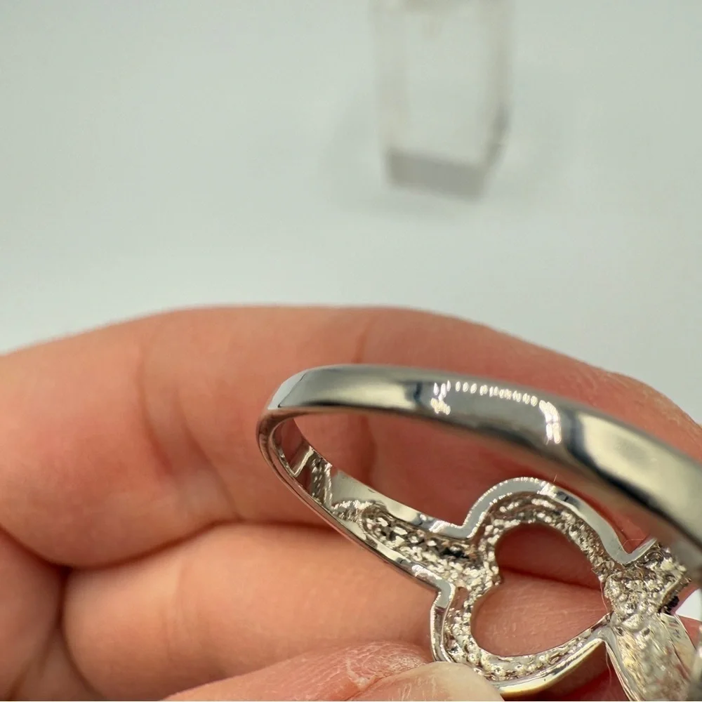 Elegant Silvertone Infinity Heart Ring